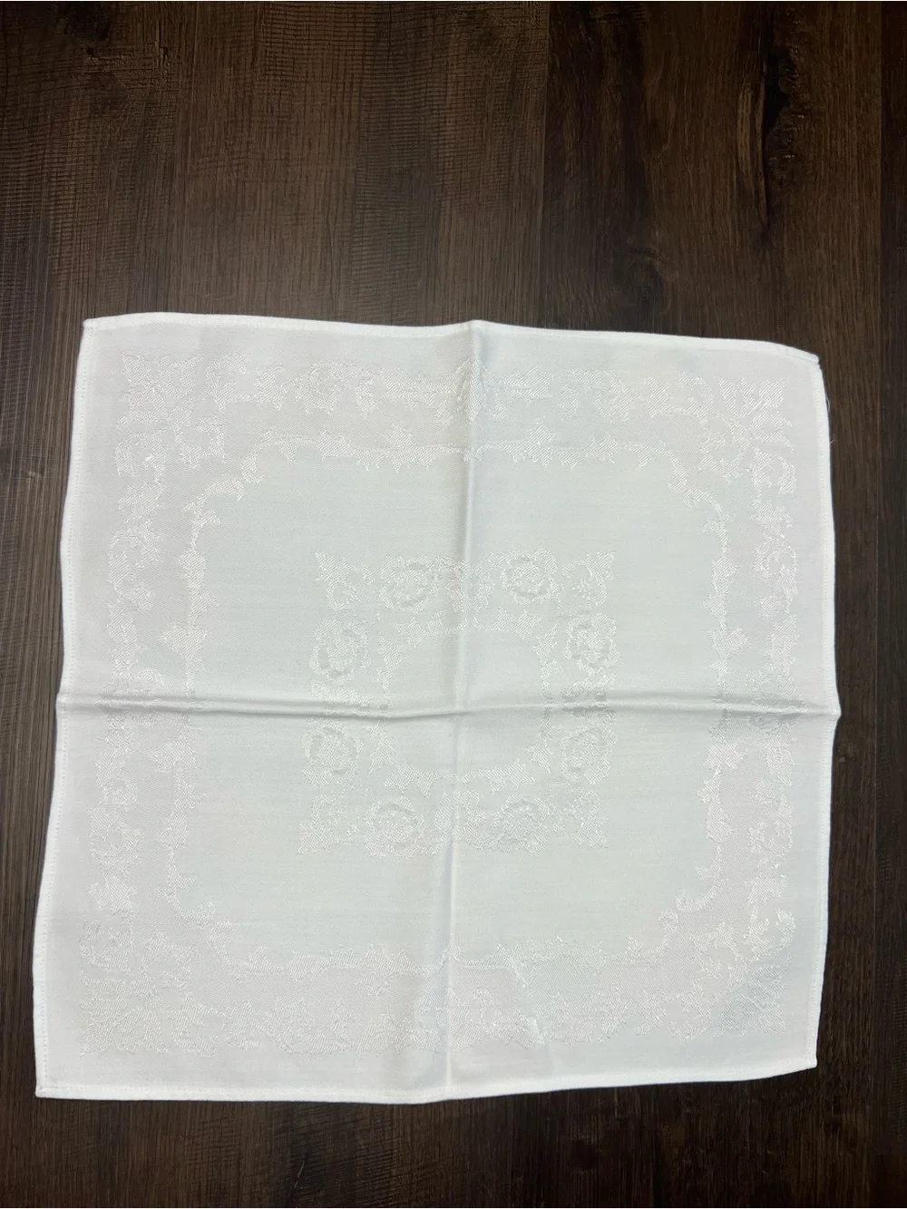 Set of Three Vintage Patterned White Napkins